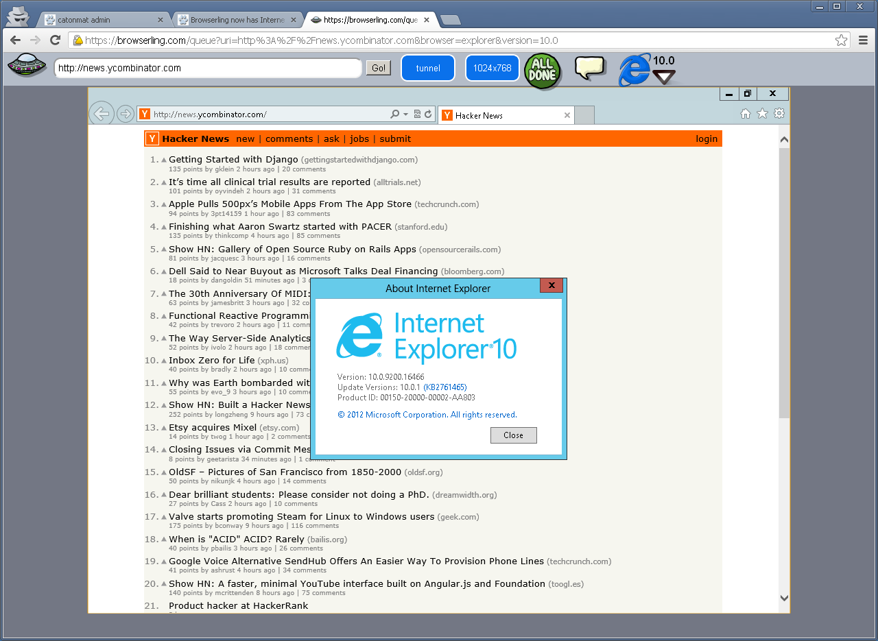  Browserling Now Has Internet Explorer 10