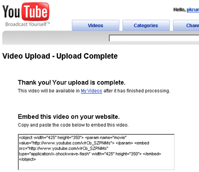 youtube video upload complete