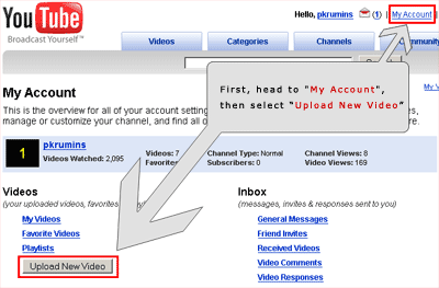 how to upload a youtube video to my youtube channel