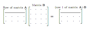Matrix multiplication row of A times matrix B
