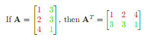 Transpose A^T of a 3x2 matrix A