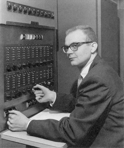 Young Donald Knuth from 1958 at an IBM 650 Computer